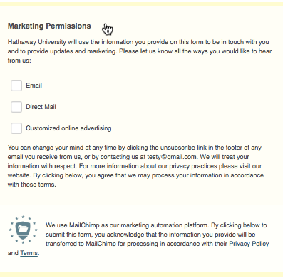 permisos marketing mailchimp