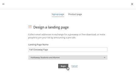 diseñar lansing page mailchimp