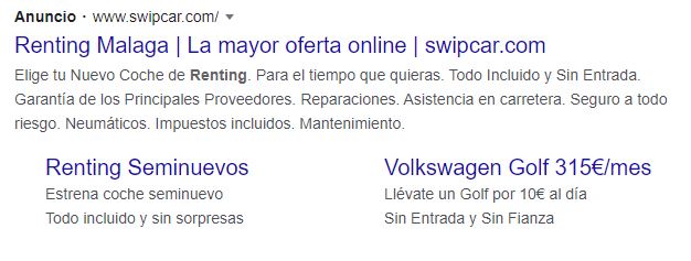 Ejemplo de anuncio de Google Ads