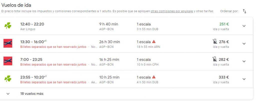 ejemplo de anuncio de google flights