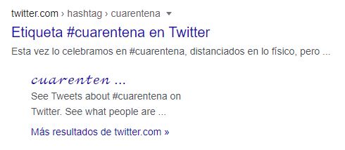 Tendencias de twitter mostradas en las SERPS