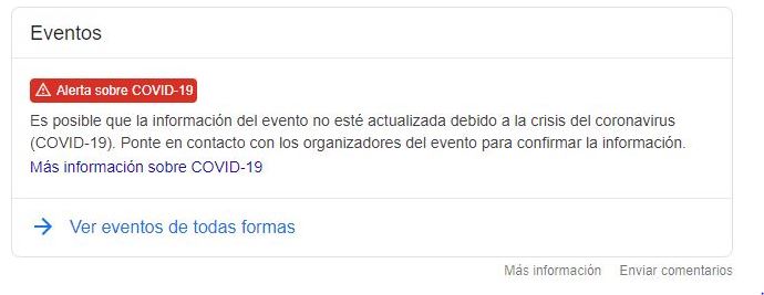 Mensaje de cancelación de eventos por COVID-19