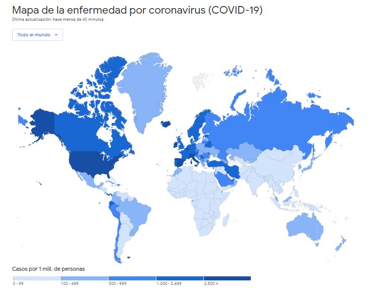 mapa de la enfermedad por coronavirus